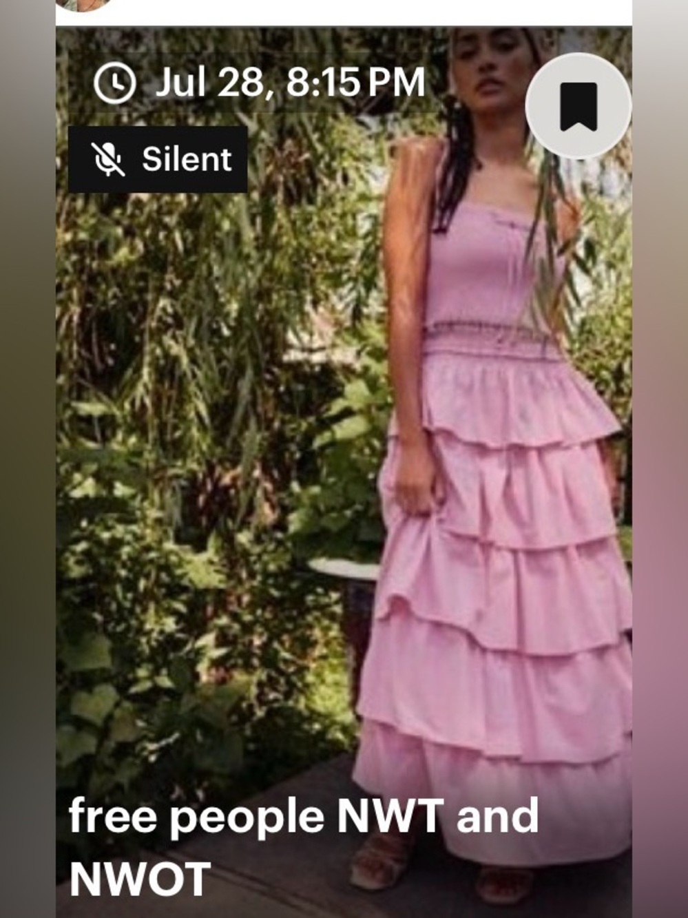 Live posh show.  Silent Pink Tiered Ruffle Maxi Dress